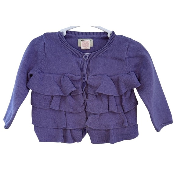 OshKosh B'gosh Other - OshKosh B'gosh Baby Girls Purple Ruffle Cardigan Sweater 9 Months Cotton VTG Y2K